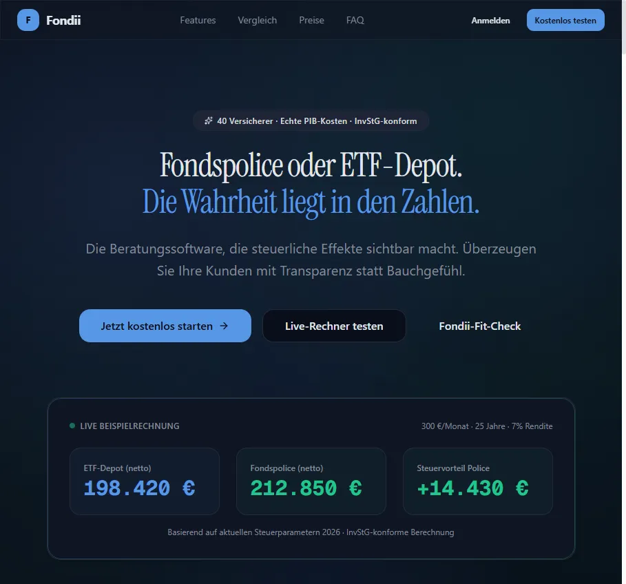 Fondii Live Website — entwickelt von RawLinks